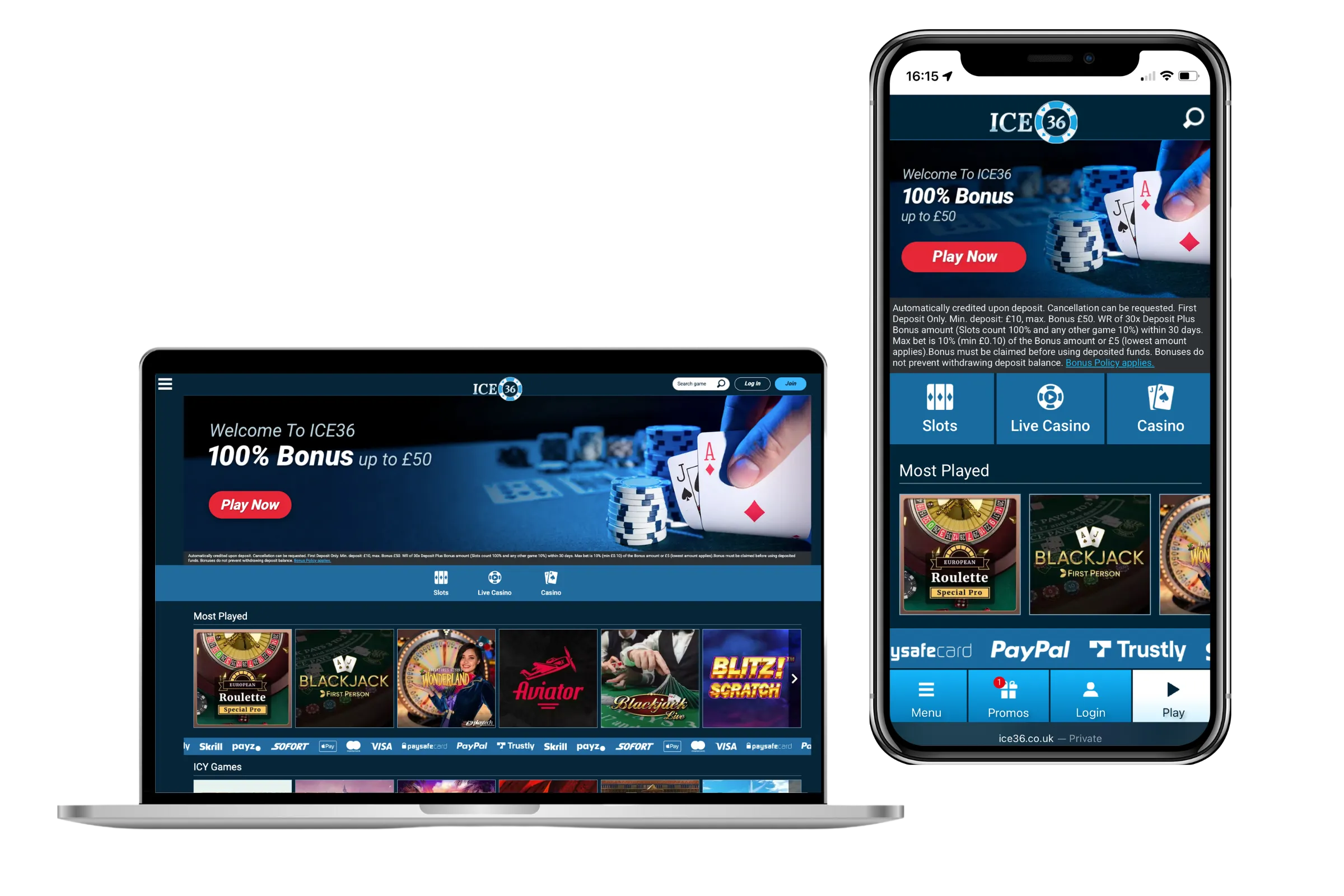 ICE36 Casino App Screenshot